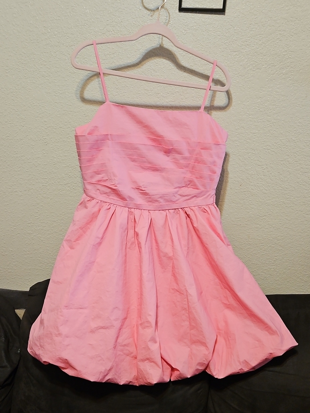 white birch Pink Pleated Bodice Poof Skirt Spaghetti-Strap Midi Dress